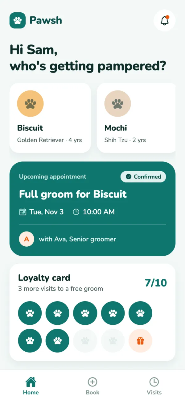 Pawsh home screen